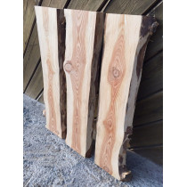 Tischplatte für Eigenbau im Set, unbesäumte Bohlen, Baumscheibe, Bretter, Lärche 90x60x2,5cm